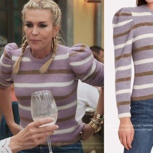 Derek Lam 10 Crosby Purple Striped Puff Sleeve Sweater size small